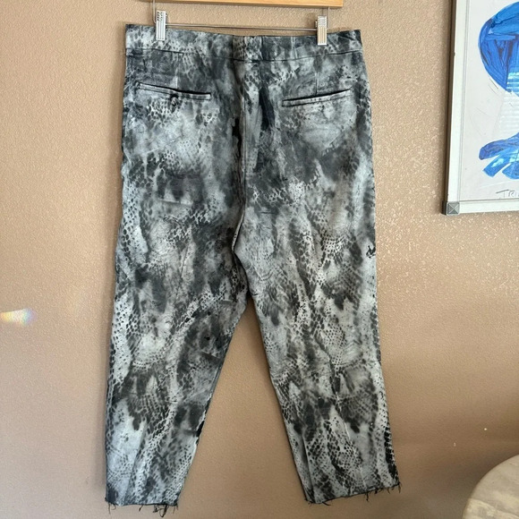 VINTAGE 80s Tuxedo Makers Reworked Upcycled Painted Raw Hem Business Pants F - Picture 1 of 5